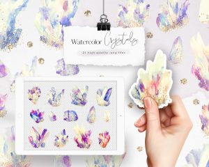 Sky Blue Watercolor Flowers Seamless Patterns