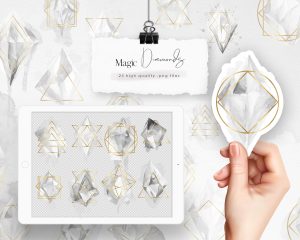 Grey Gold Magic Diamonds Clipart