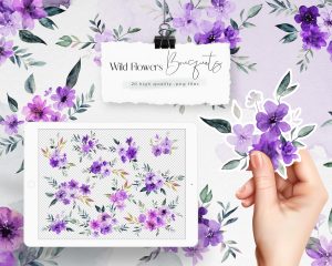 Wild Purple Flowers Clipart