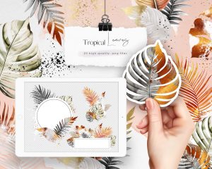 Autumn Gold Tropical Leaves Clipart