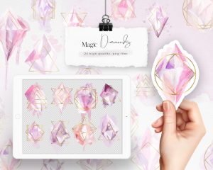 Magic Pink Diamonds Clipart