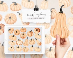 Pastel Pumpkins Clipart