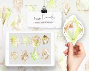 Green Magic Diamonds Clipart