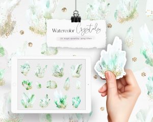 Green Watercolor Leaves Seamless Patterns