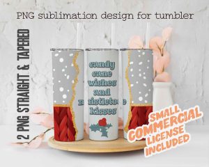 Candy Cane Wishes Christmas Tumbler Wrap