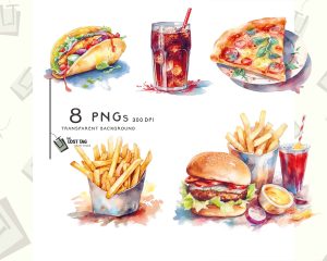 Fast Food Watercolor Set