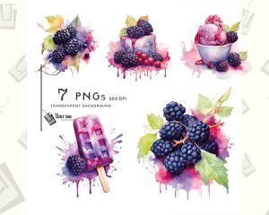 Watercolor Apple Fruit Clip Art Set
