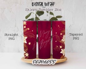 Merry And Bright Christmas Tumbler Sublimation
