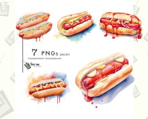 Hot Dogs Food Clipart Set