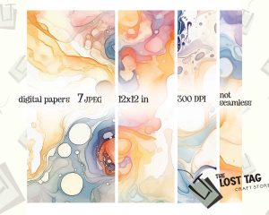 Alcohol Ink Texture Background Set