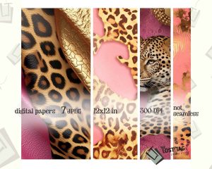 Leopard Pink Gold Background Set