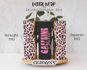 Caffeine Queen Leopard Pink Tumbler Wrap
