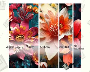 3D Exotic Flowers Background Set