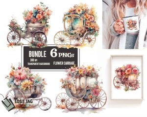 Flower Carriage Clipart Set
