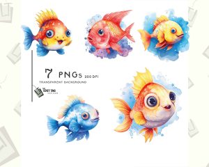 Cute Cartoon Fish Clipart Set