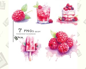 Raspberry Dessert Clipart Set