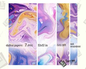Abstract Marble Purple Background Set