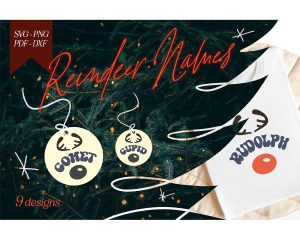Reindeer Names Christmas Bundle SVG Designs
