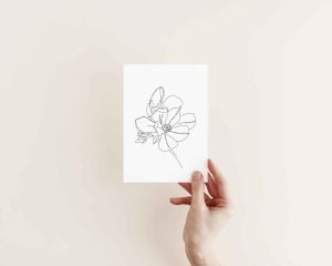 Magnolia Flower Modern Line Art Printable Print