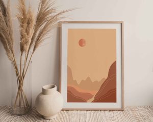 Mountains Moon Landscape Printable Print