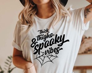 Thick Thighs And Spooky Vibes SVG Fall Cut Design