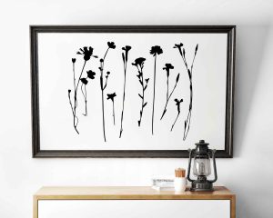 Wildflower Horizontal Black White Printable Wall Art Print