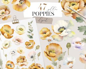 Yellow Poppies Clipart