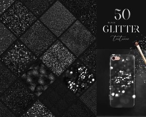 50 Black Glitter Textures