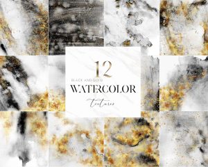 Black And Gold Watercolor Textures