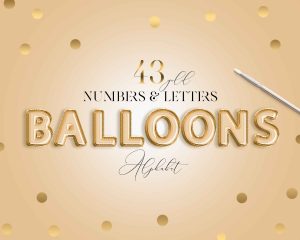 Gold Balloons Alphabet Clipart