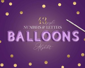 Purple Balloons Alphabet Clipart
