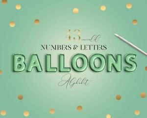 Emerald Balloons Alphabet Clipart