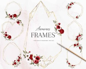 Anemones And Red Roses Clipart