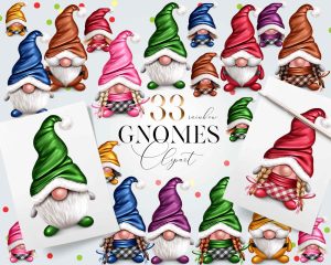 Rainbow Gnomes Clipart