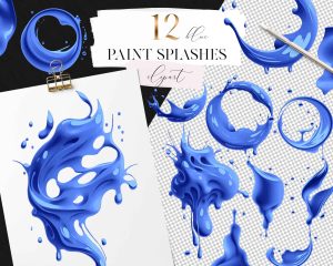 Blue Paint Splashes Clipart