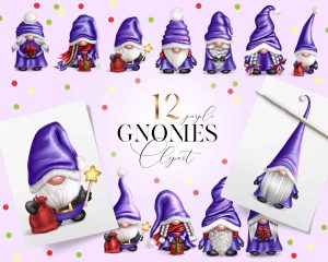 Purple Gnomes Clipart