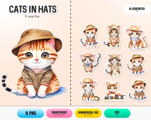Cats In Hats Clipart