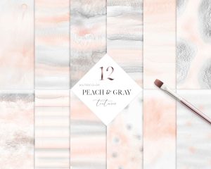 Peach And Grey Watercolor Textures