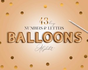 Bronze Balloons Alphabet Clipart