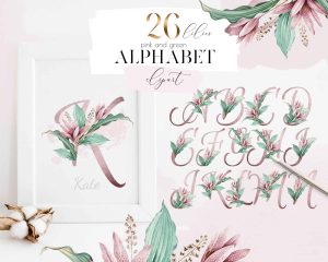 Lilies Alphabet Clipart