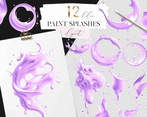 Lilac Paint Splashes Clipart