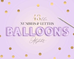 Lilac Balloons Alphabet Clipart