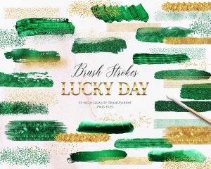 Lucky Day Brushstrokes Clip art Set