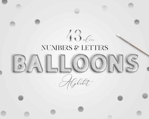 Silver Balloons Alphabet Clipart