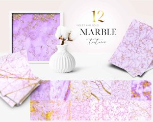 Violet And Gold Marble Textures