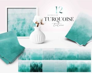 Watercolor Turquoise Textures