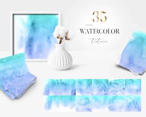 Aqua Watercolor Textures
