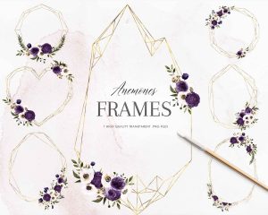 White Floral Crystal Frames Clipart