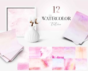 12 Pink Watercolor Textures