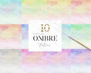 10 Rainbow Ombre Watercolor Textures